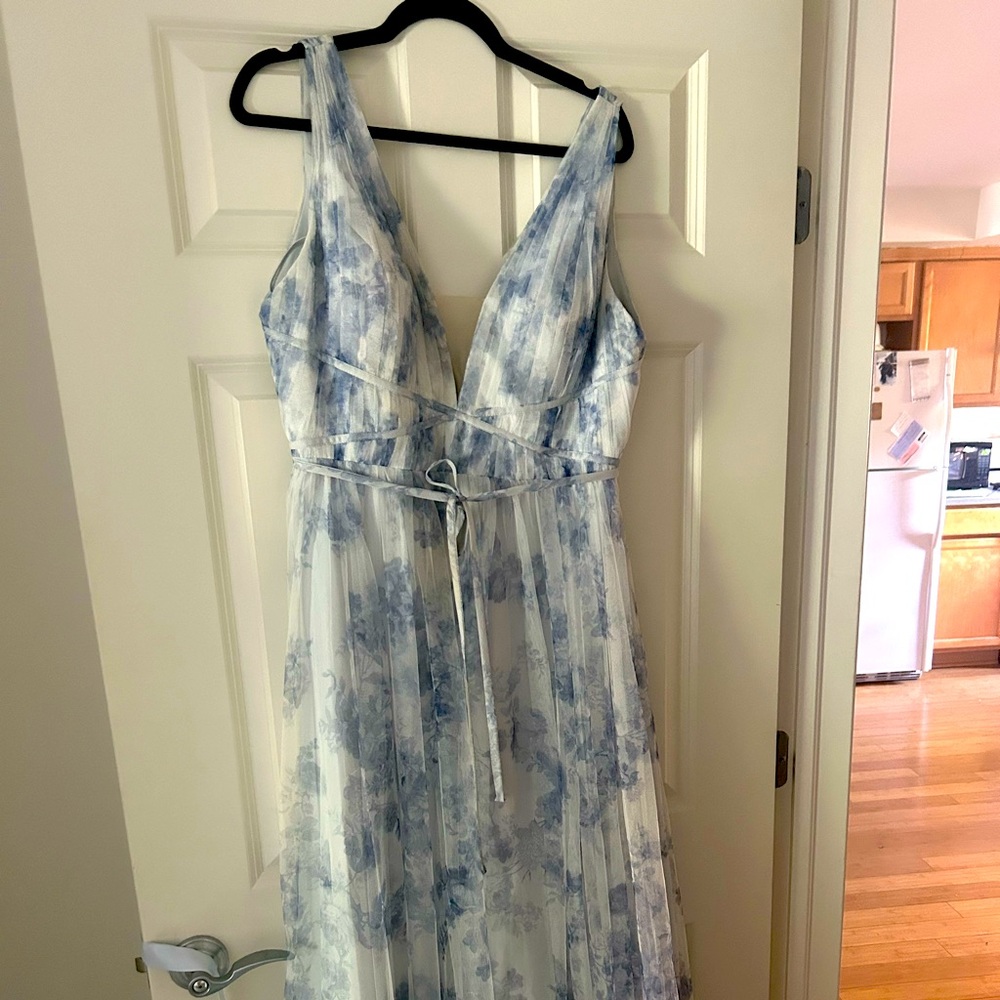 Marchesa Notte blue floral gown